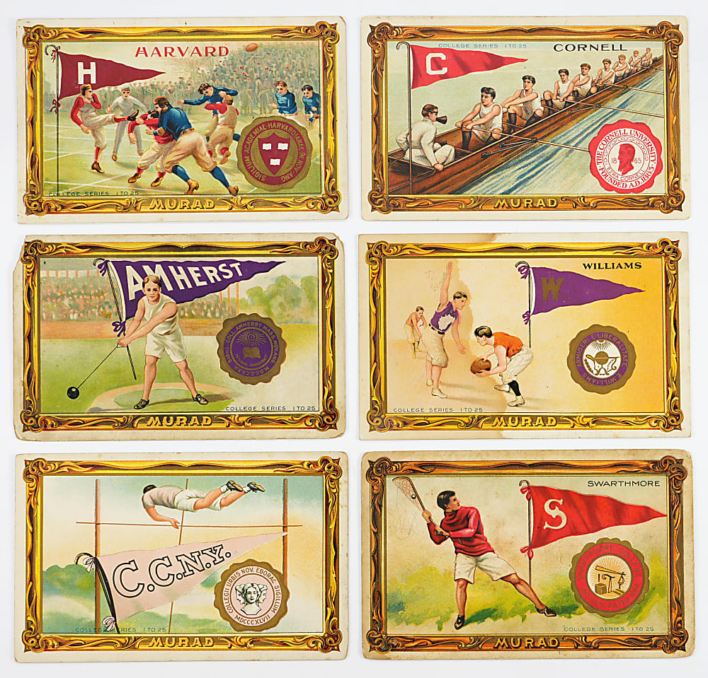 1910-1911 T6 Murad College Series Cards (39) with Near-Complete Set (21/25) and (18) Duplicates