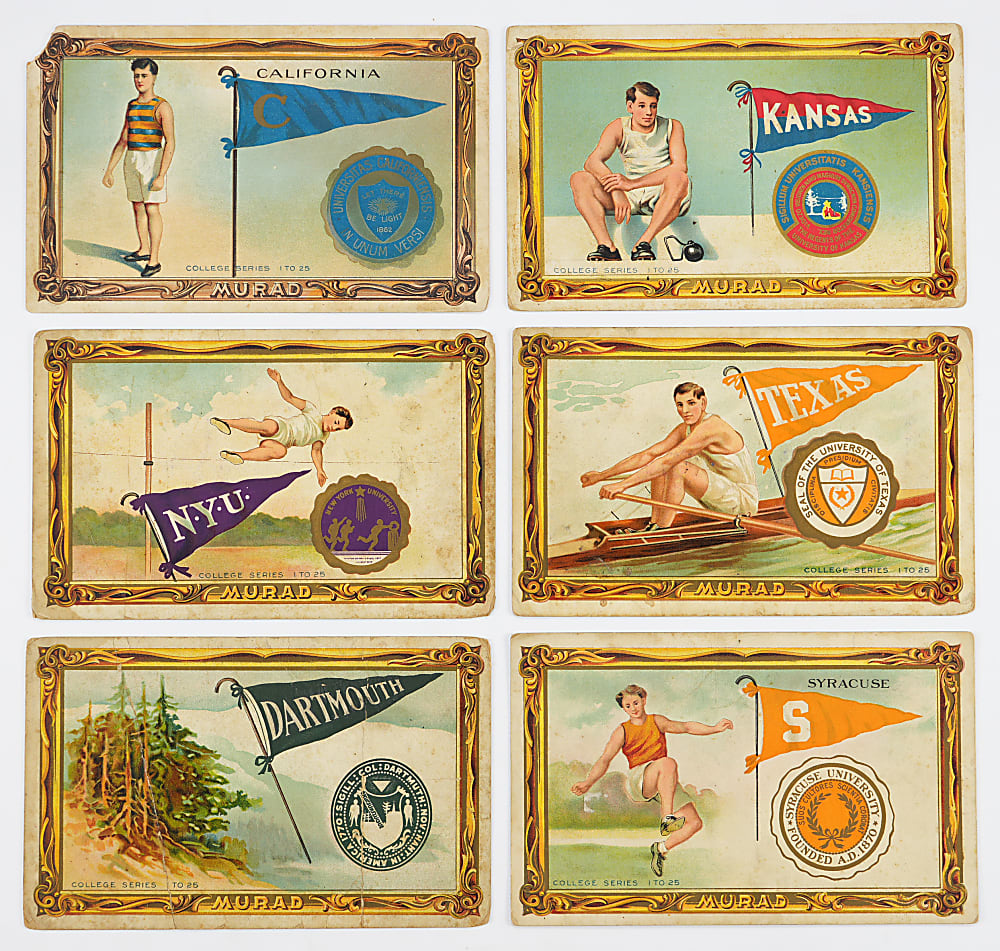 1910-1911 T6 Murad College Series Cards (39) with Near-Complete Set (21/25) and (18) Duplicates