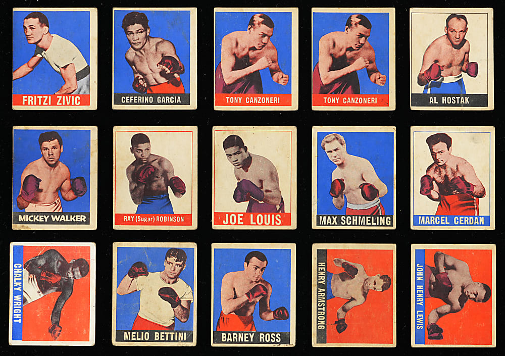 1948 Leaf Boxing Collection (15) with #48 Joe Louis & #64 Sugar Ray Robinson