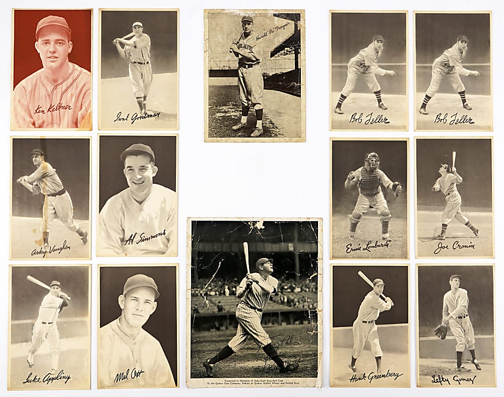 1934-1949 Premium Collection (23) with (13) Hall of Famers including Feller, Ott, 1934 Quaker Oats Ruth & 1949 Leaf Premium