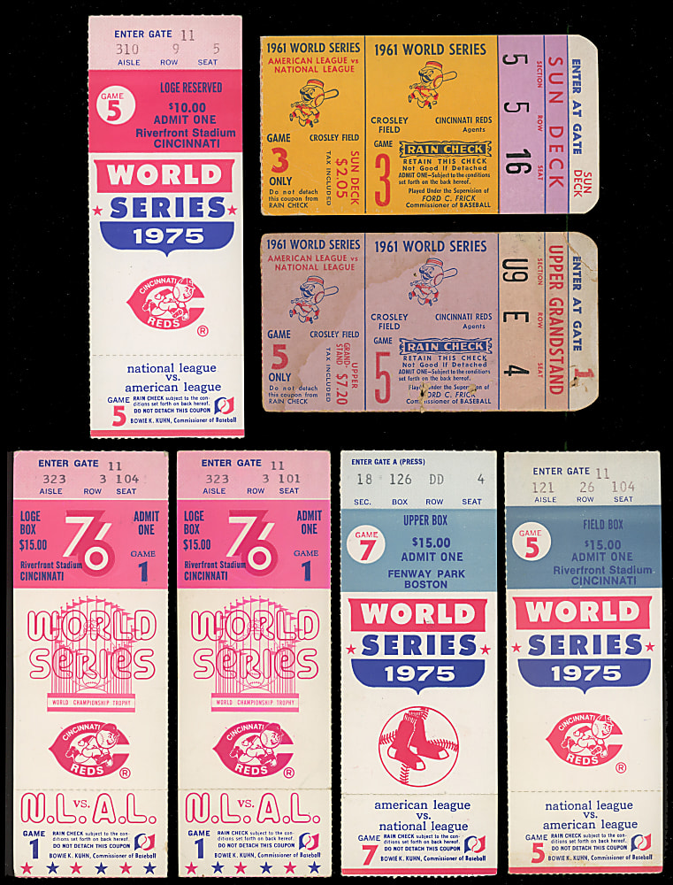 1961-1976 Cincinnati Reds World Series Ticket Stubs Collection (7) with (2) Series Clinching Examples