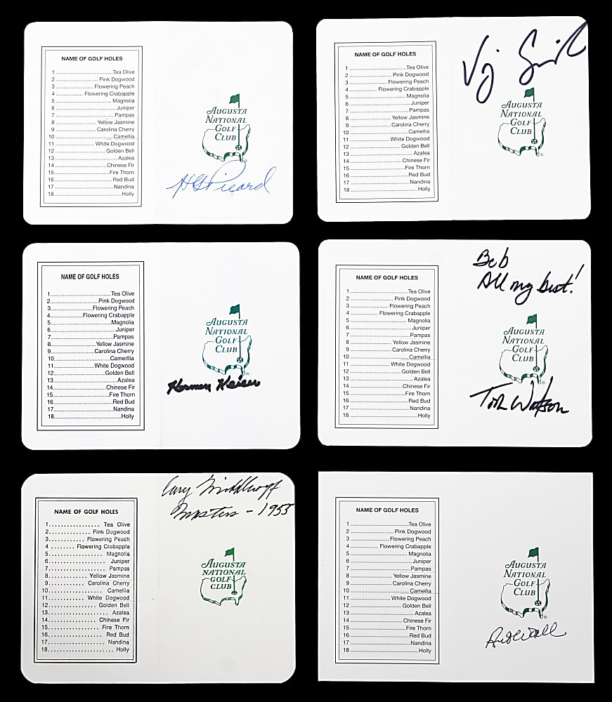 Masters Tournament Champions Signed Augusta National Golf Club Scorecard Partial Set (35/56) with Nicklaus & Palmer