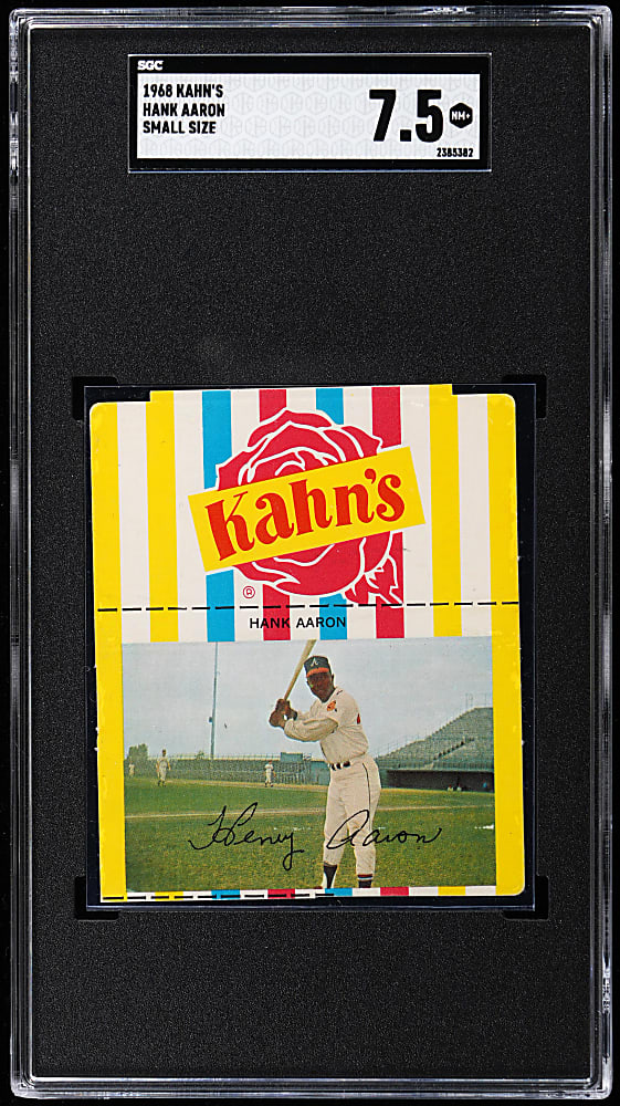 1968 Kahn's Wieners Hank Aaron Small Size SGC NM+ 7.5 - Sharp!