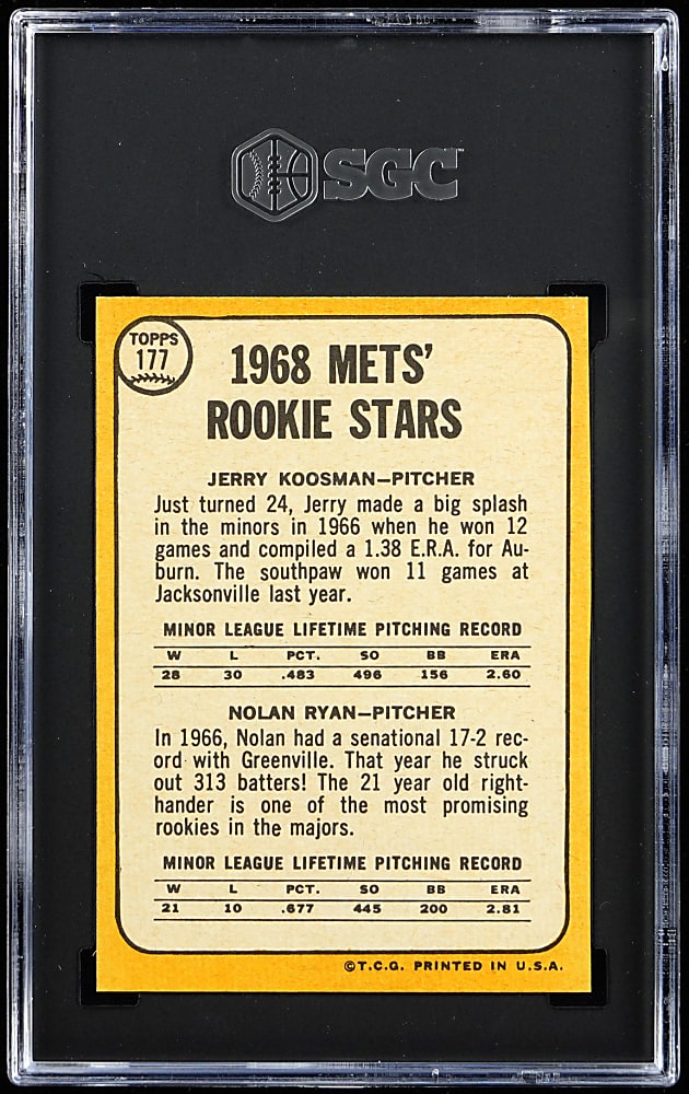 1968 Topps #177 Nolan Ryan Rookie SGC EX 5