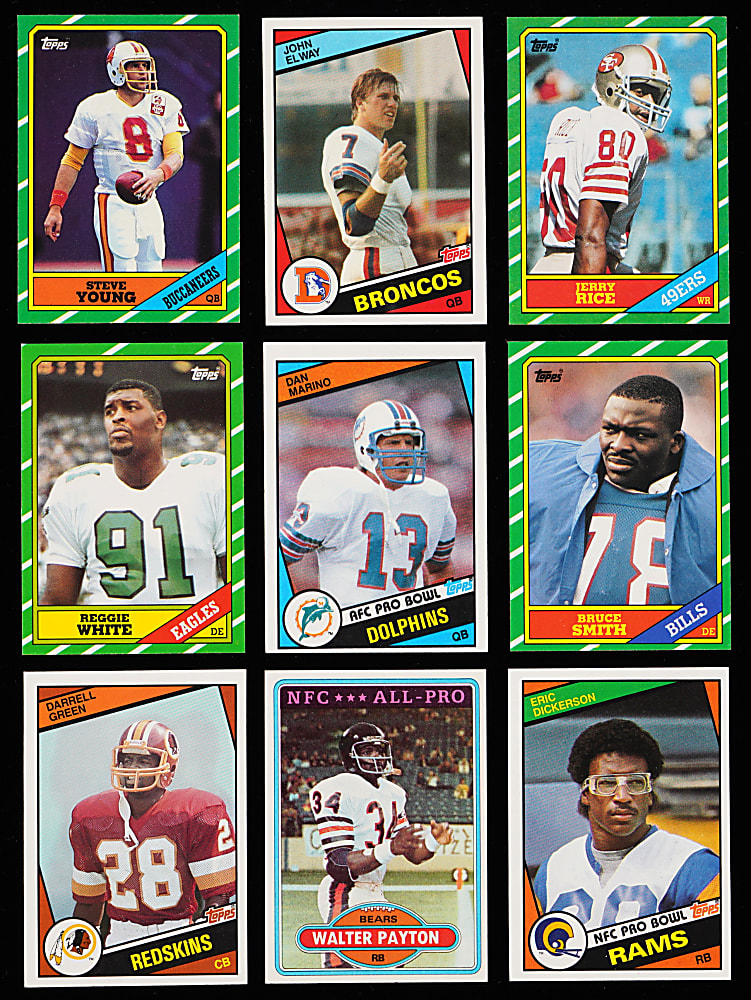 1980-1986 Topps Football Complete Sets (4) with Elway, Marino & Rice Rookies