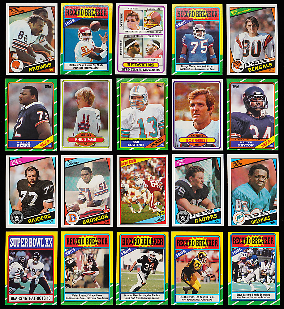 1980-1986 Topps Football Complete Sets (4) with Elway, Marino & Rice Rookies