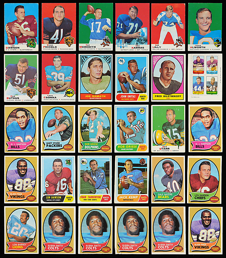 1967-1970 Topps Football Collection (238) with (40+) Hall of Famers Including Namath, Unitas & (2) Simpson Rookies