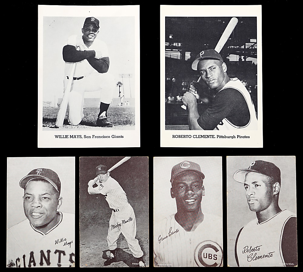 1947-1966 Exhibits (48) with (37) 1963 Stat Backs Plus (32) Jay Publishing Photos - (24) Hall of Famers with Clemente, Mantle & Mays