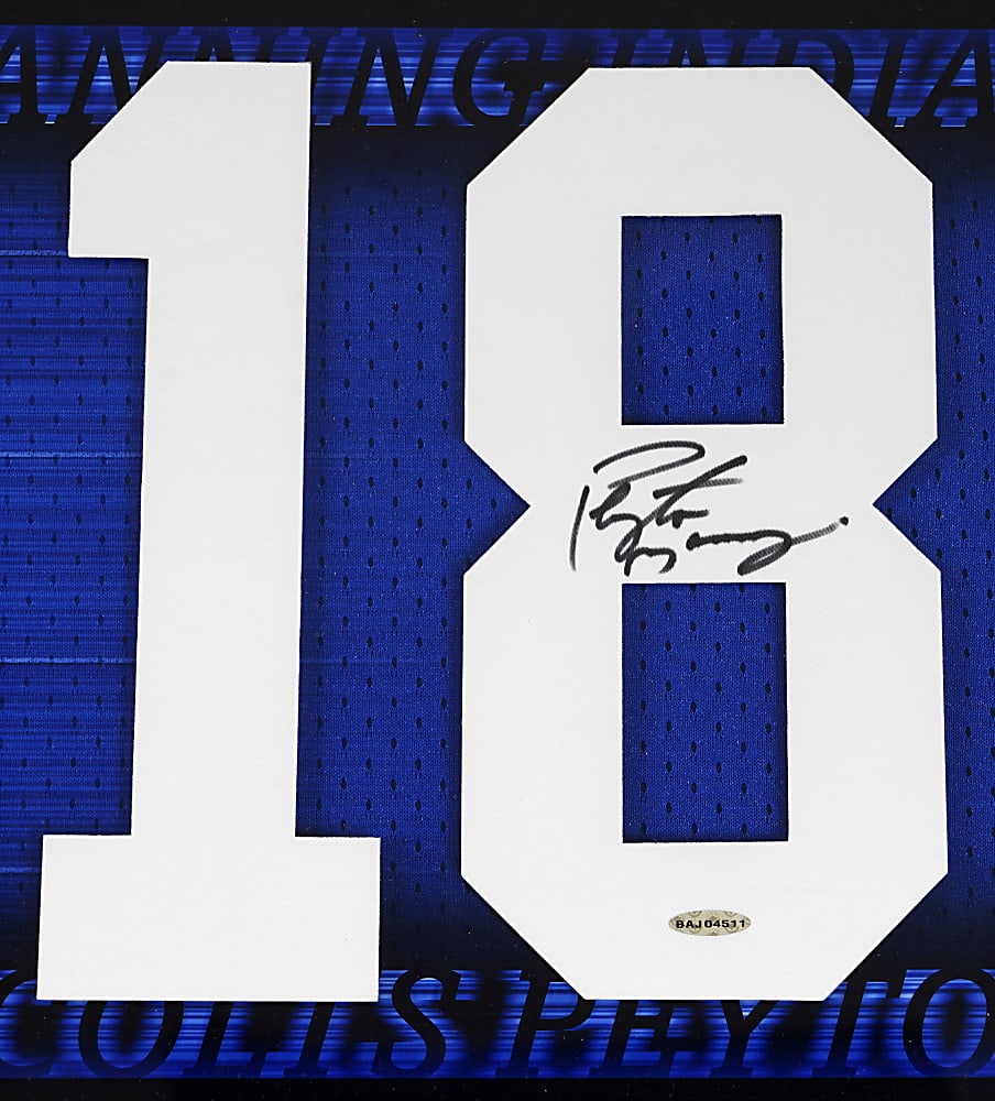 Peyton Manning Signed Indianapolis Colts Jersey Number 18 Framed Display - UDA Certified
