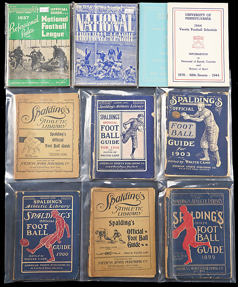 1894-1973 Football Publications (32) with (10) Pre-1910, Various 1920's Programs & Super Bowl V & VII Programs