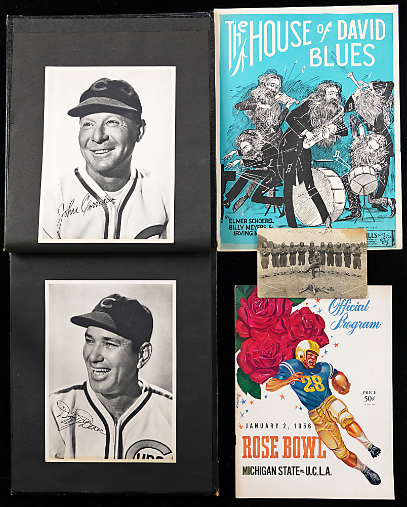 1910s-1960s Eclectic Multi-Sport Collection (11) with Bowl Game Programs, House of David & 1947 Reds Signed