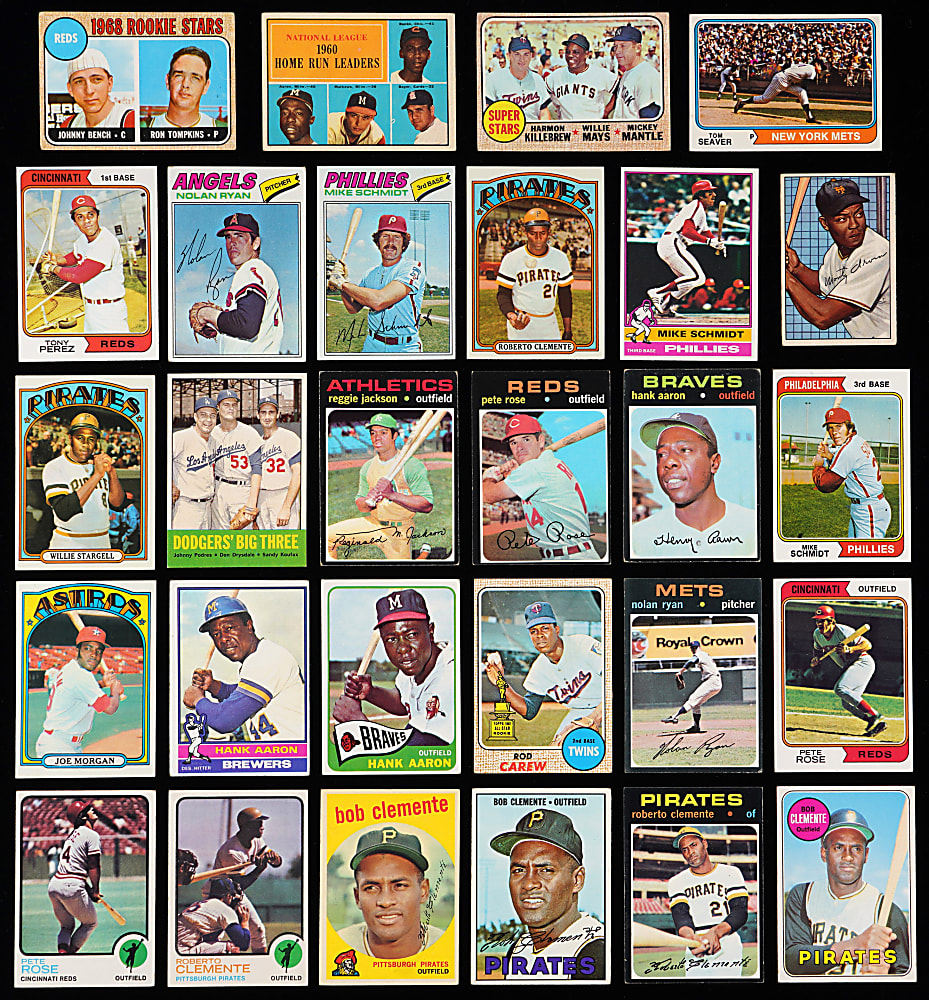 1952-1977 Topps & Bowman Hall of Fame & Superstar Collection (51) - Loaded with (4) Hank Aaron & (6) Roberto Clemente