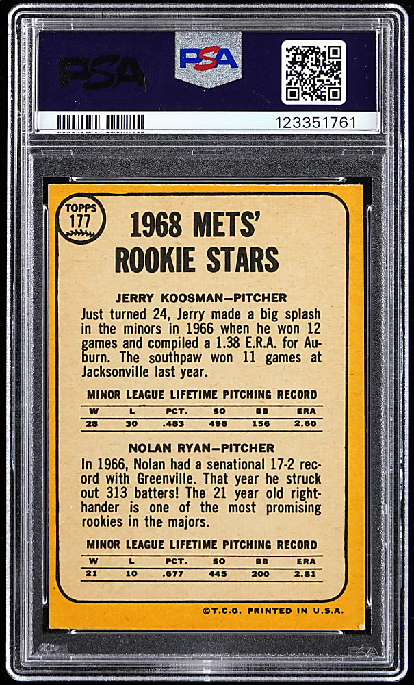 1968 Topps #177 Nolan Ryan Rookie PSA VG-EX 4