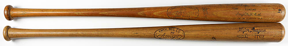 Babe Ruth and Stan Musial Store Model Bats with Babe Ruth University of North Carolina Example