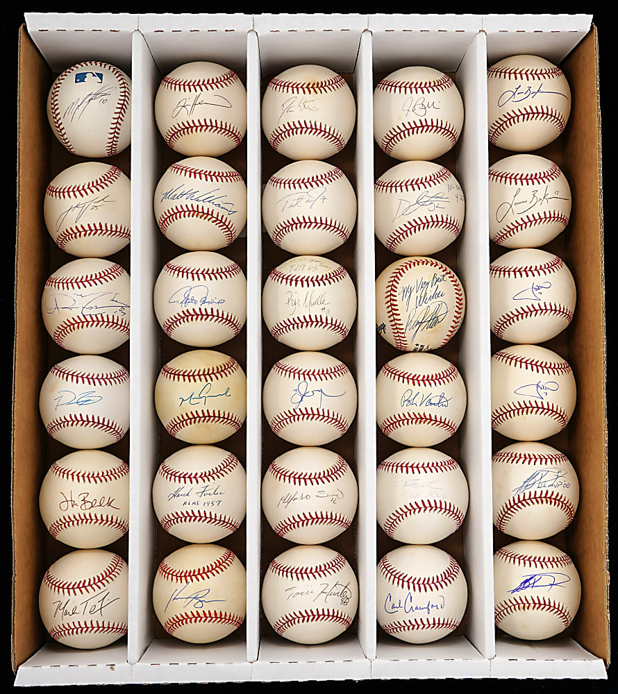 Single-Signed Baseball Collection (48) with Various Hall of Famers & Tougher Names Including Tony Gwynn & Mark McGwire