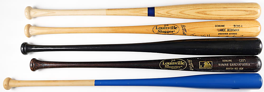Mike Cubbage Estate Team-Issued Pro-Model Bats (5) with (3) Single-Signed By Alou, Berkman & Garciaparra