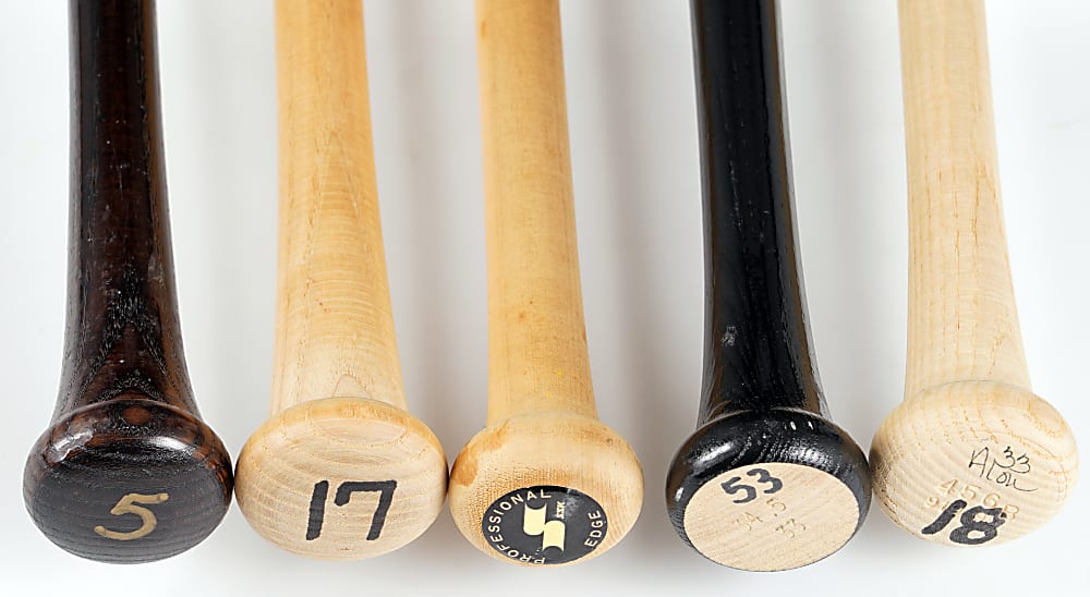 Mike Cubbage Estate Team-Issued Pro-Model Bats (5) with (3) Single-Signed By Alou, Berkman & Garciaparra