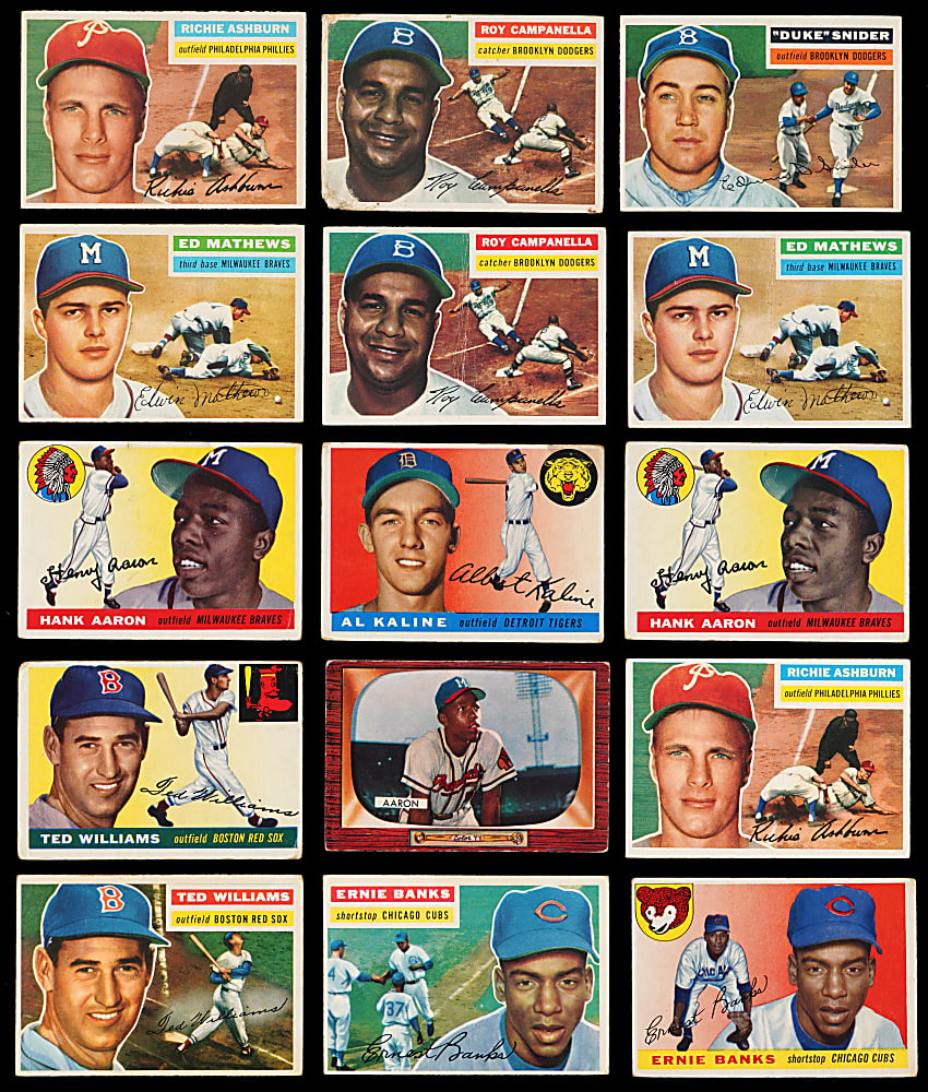 1952-1956 Topps & Bowman Collection (49) with (29) Hall of Famers Including (3) Aaron, (2) Banks & (2) T. Williams