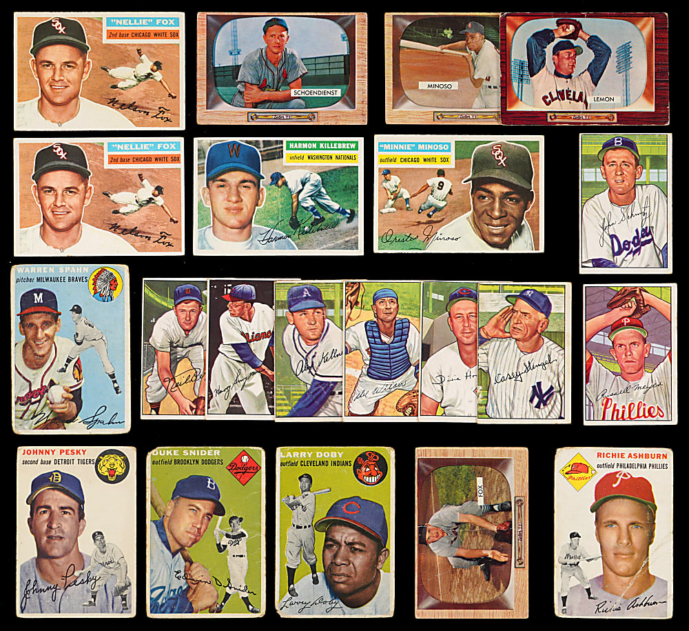1952-1956 Topps & Bowman Collection (49) with (29) Hall of Famers Including (3) Aaron, (2) Banks & (2) T. Williams
