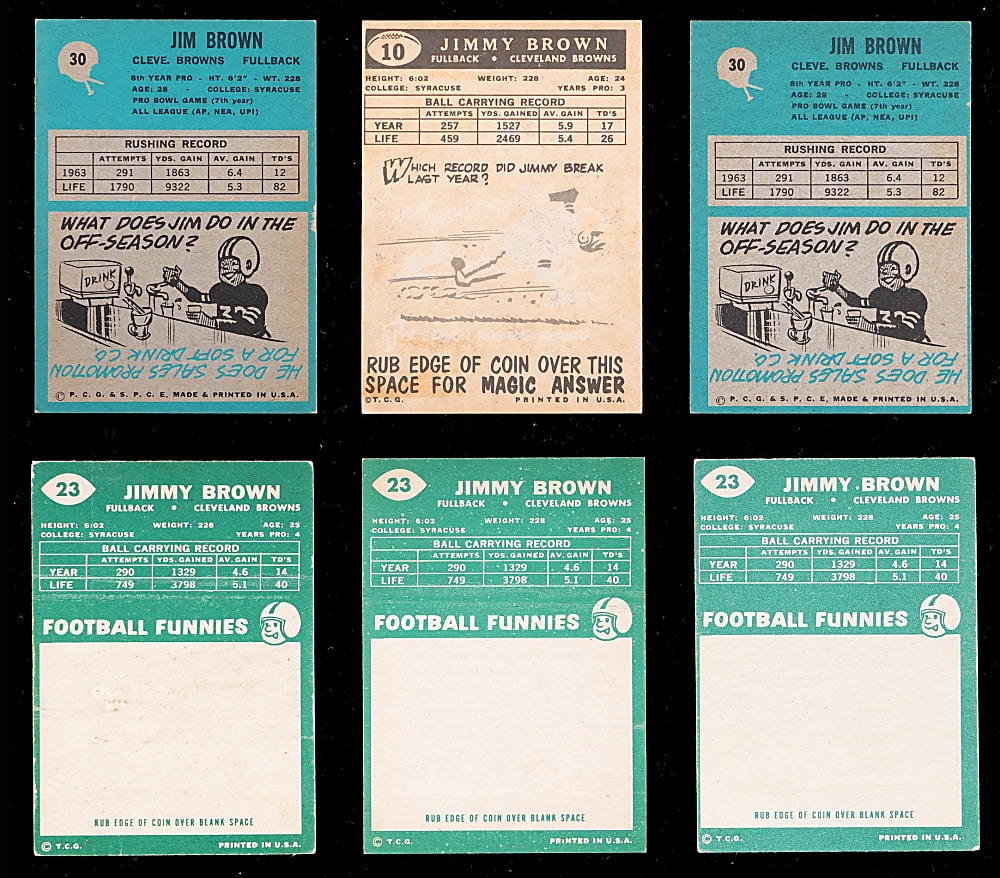 1959-1964 Topps & Philadelphia Football Jim Brown Group (6)