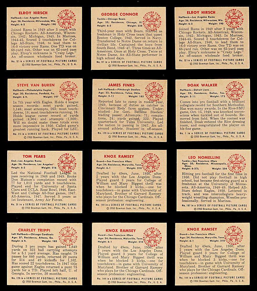 1950 Bowman Football Collection (163) with Starter Set (65/144) - Clean!