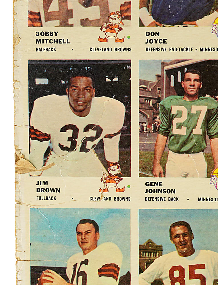 1961 Fleer Football Low Series Complete Set (132) Uncut Sheet with Several Hall of Famers Including Jim Brown, Bart Starr & Johnny Unitas