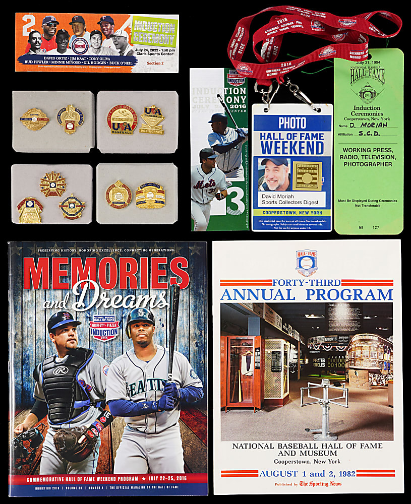 1980s-2024 Sportswriter Collection (191) with MLB Hall of Fame Weekend Tickets, Passes, Programs & Pins