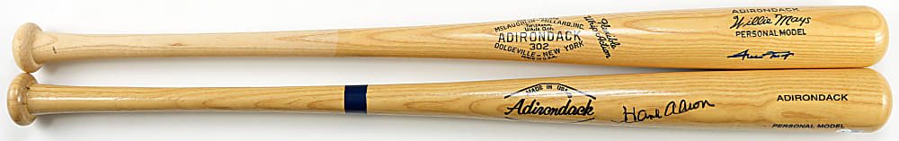 Hank Aaron & Willie Mays Single-Signed Bat Pair - Each with Full Beckett/JSA LOA