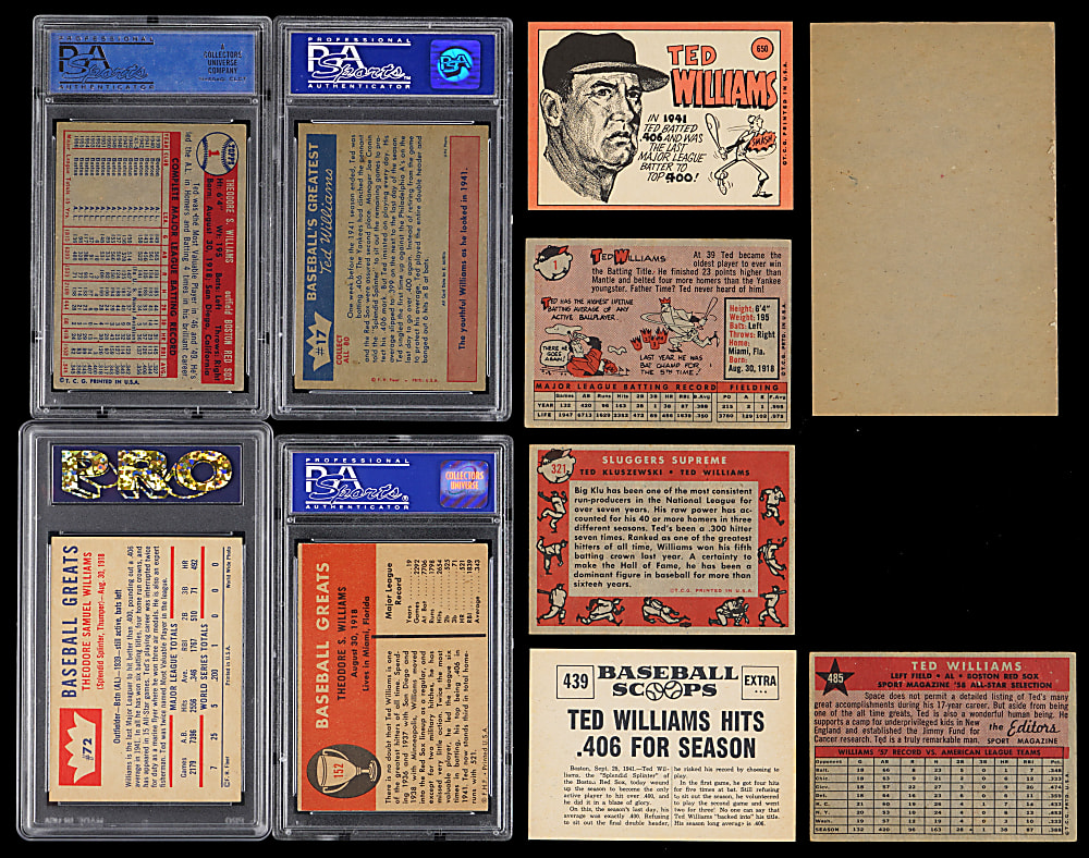 1953-1969 Ted Williams Collection (10) with 1953 Canadian Exhibits #30 & (3) PSA Graded