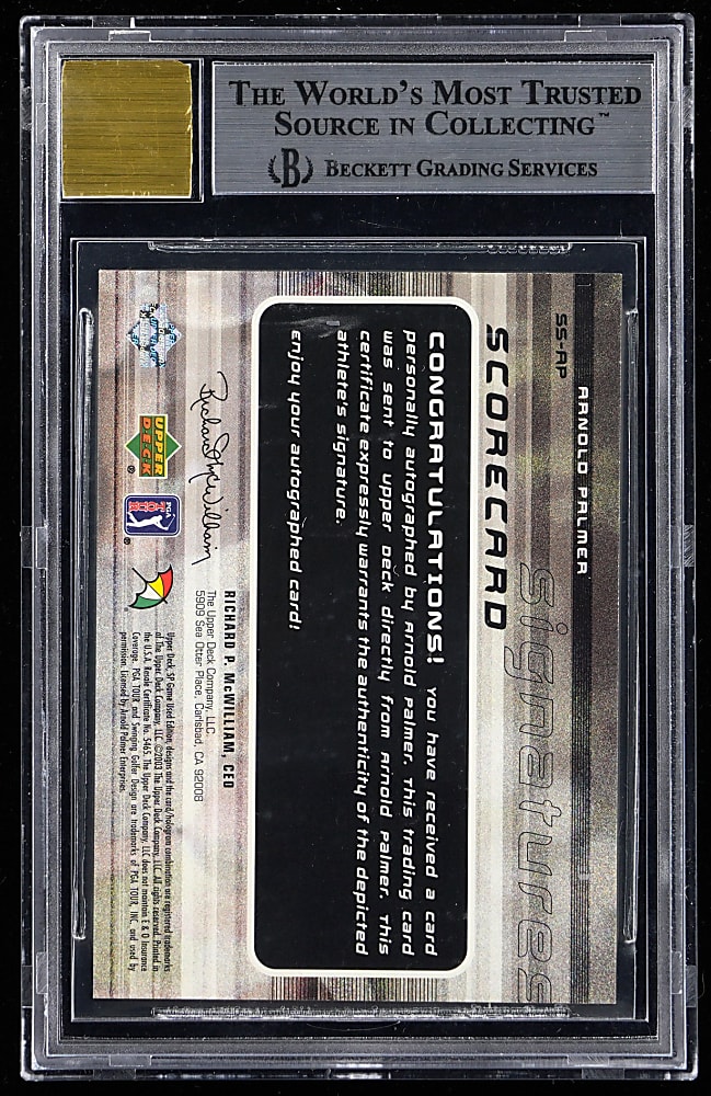 2003 SP Game-Used Edition Golf Arnold Palmer Scorecard Signatures BGS MINT 9 with "9" Autograph Grade