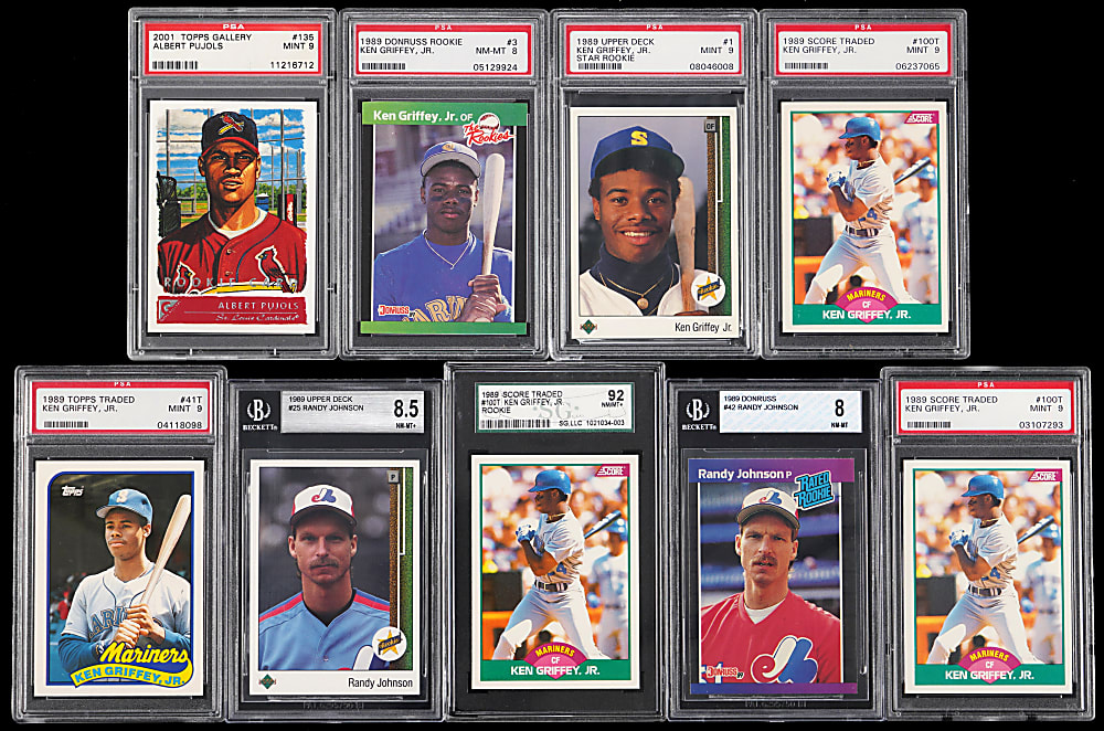 1989-2001 Hall of Fame Graded Rookies (9) - All NM-MT 8 or better with (5) Ken Griffey Jr.