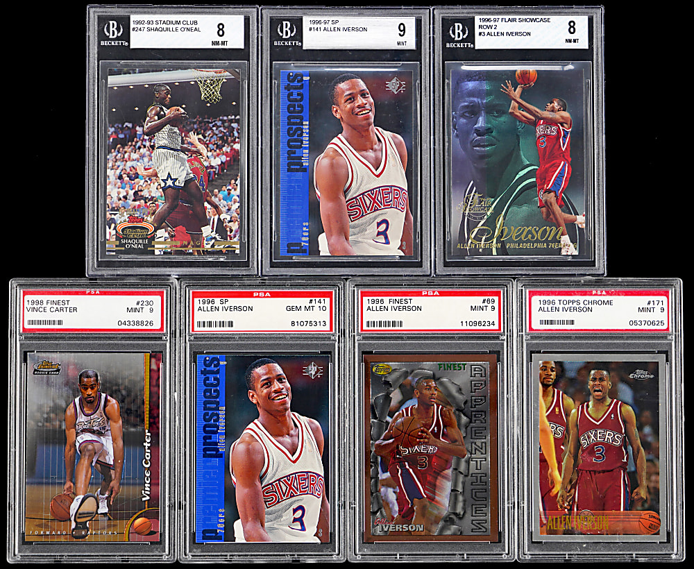 1992-1999 Basketball Hall of Fame Graded Rookies (7) with (5) Allen Iverson