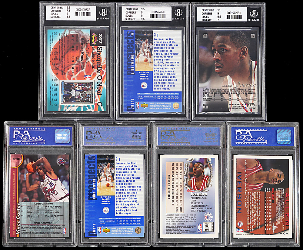1992-1999 Basketball Hall of Fame Graded Rookies (7) with (5) Allen Iverson
