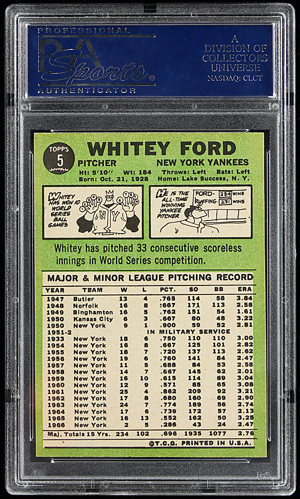 1967 Topps #5 Whitey Ford PSA MINT 9