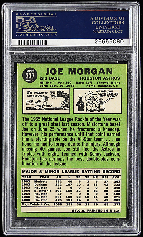 1967 Topps #337 Joe Morgan PSA MINT 9