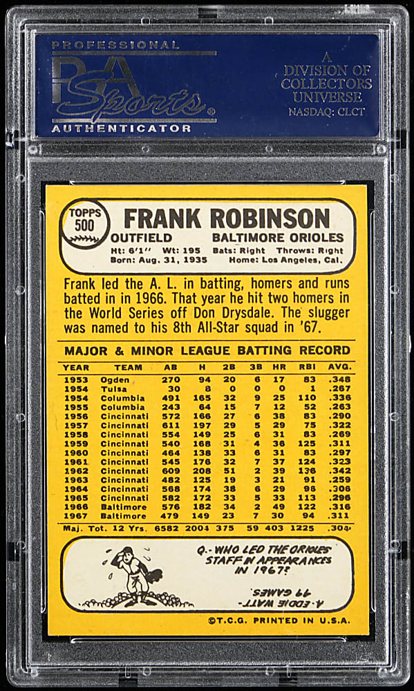 1968 Topps #500 Frank Robinson PSA NM-MT+ 8.5