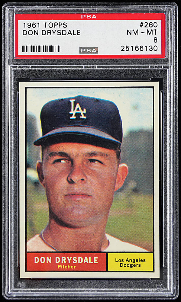 1961 Topps #260 Don Drysdale PSA NM-MT 8