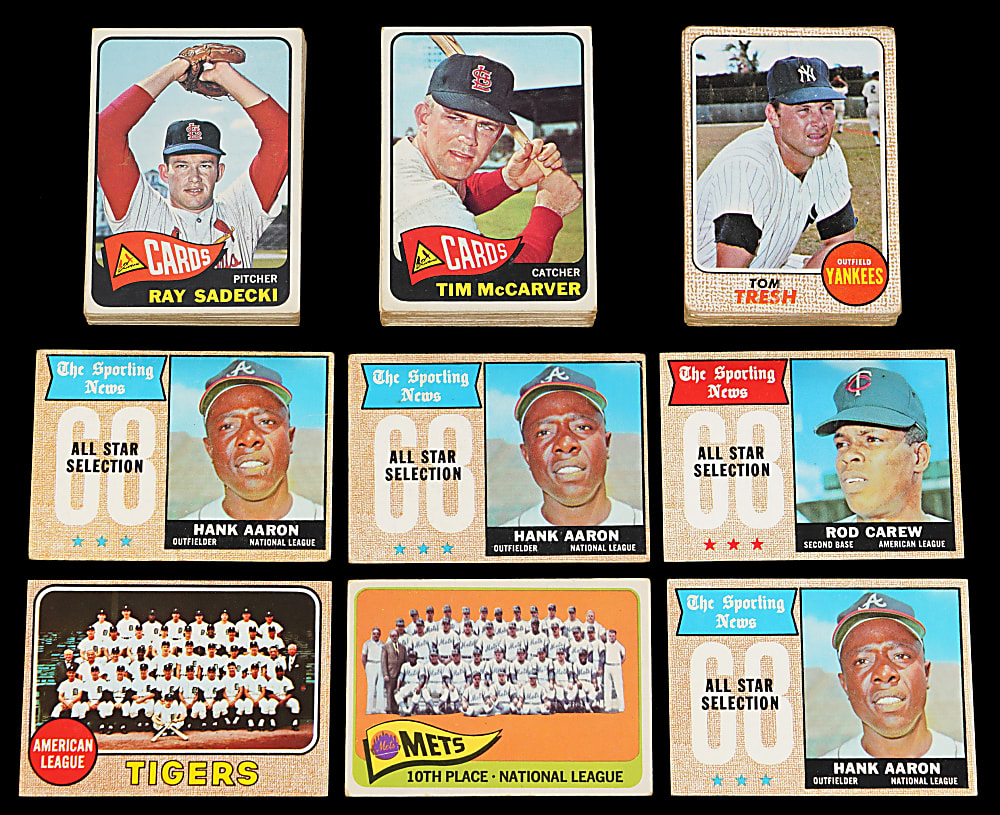 1965-1968 Topps Collection (338) with (100) Hall of Famers Including Aaron, Clemente, Koufax, Mays & Rookies