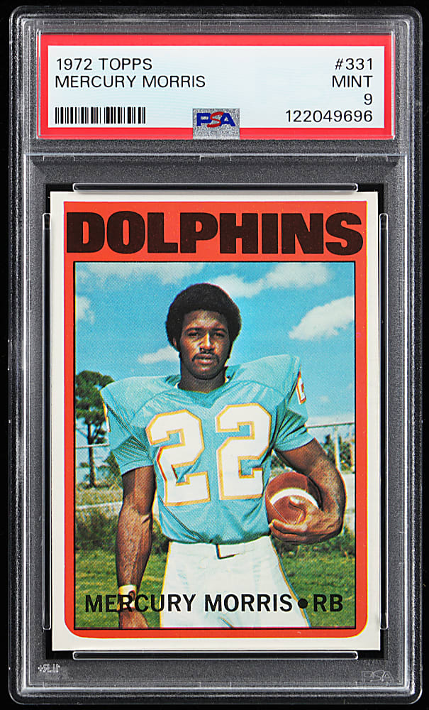 1972 Topps Football #331 Mercury Morris High Number PSA MINT 9