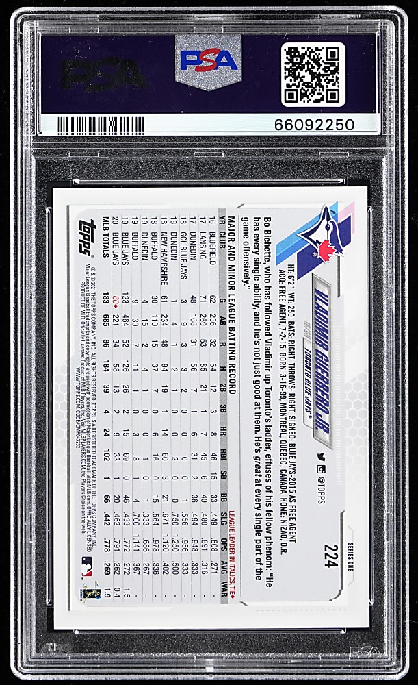 2021 Topps #224 Vladimir Guerrero Jr. Ultra Shortprint PSA MINT 9