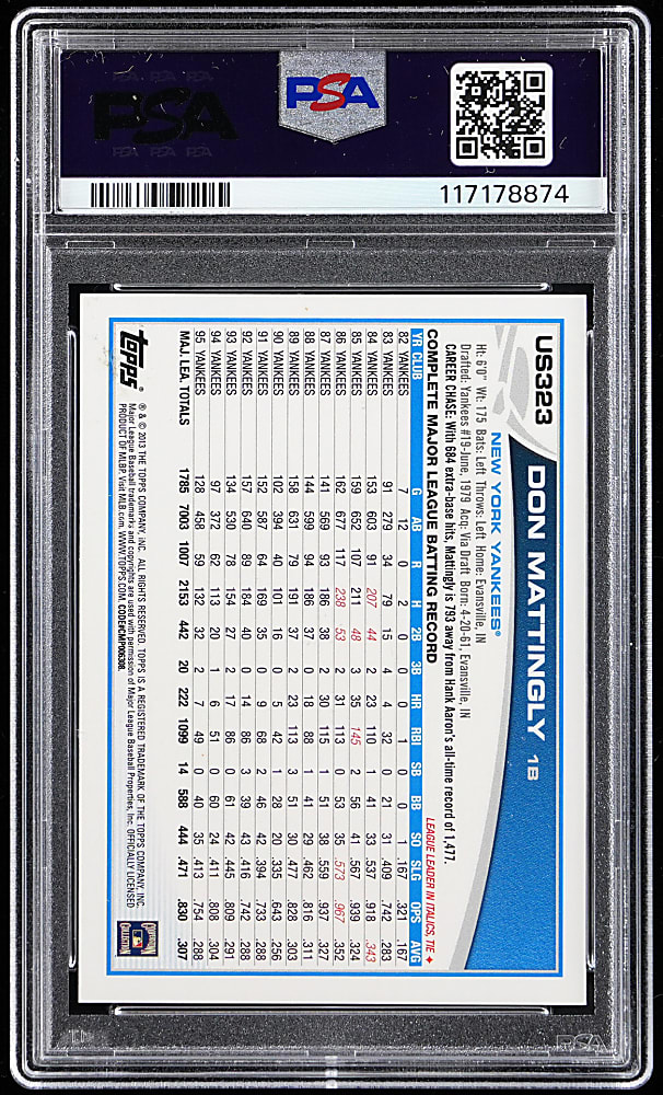 2013 Topps Update #US323 Don Mattingly/Bo Jackson Shortprint PSA MINT 9