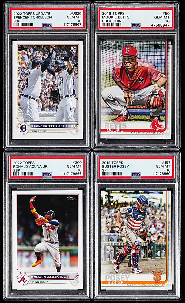 2019-2022 Topps Superstar Shortprint & Variation PSA GEM MINT 10 Graded Cards (4) with Ronald Acuna Jr. & Mookie Betts