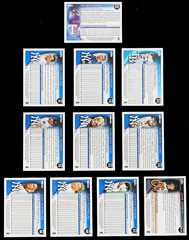 2010 Topps Pie-in-the-Face Shortprint Variations (11) with (2) #400 Alex Rodriguez