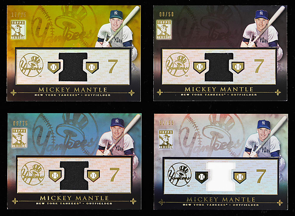 2010 Topps Tribute Mickey Mantle Single Relics (4) with Gold #/25