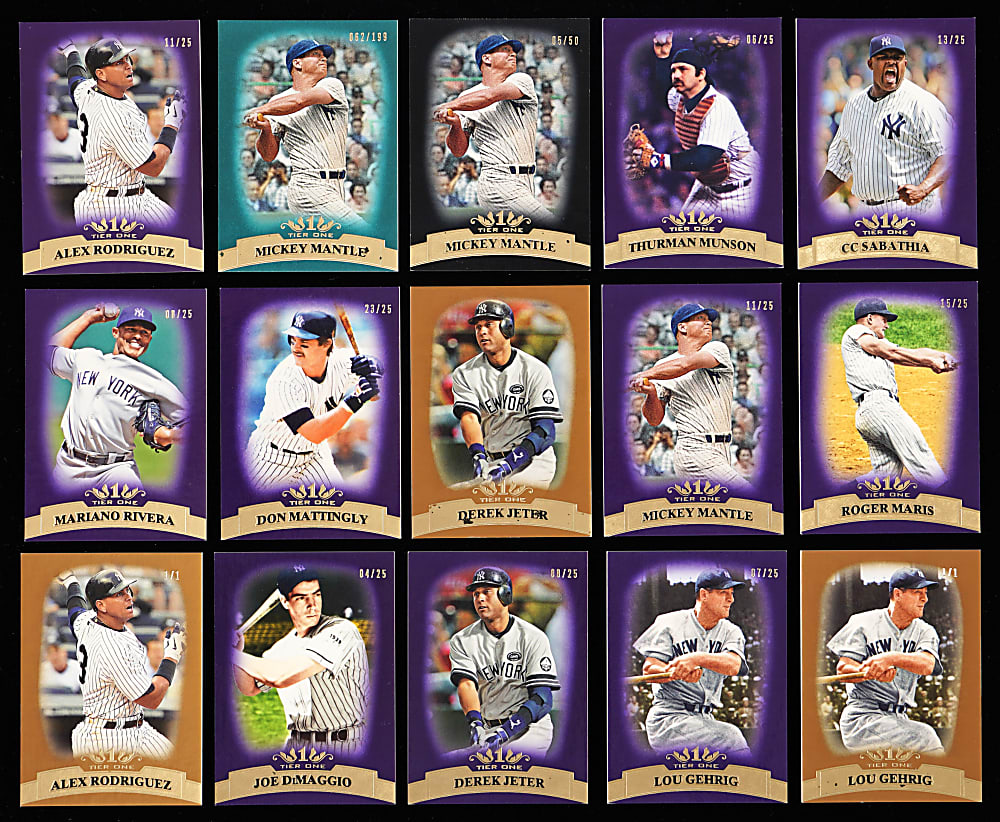 2011 Topps Tier One New York Yankees Numbered Parallels (55) with (3) #1/1