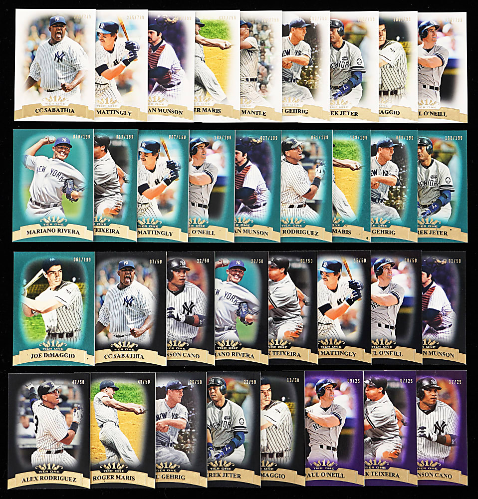 2011 Topps Tier One New York Yankees Numbered Parallels (55) with (3) #1/1