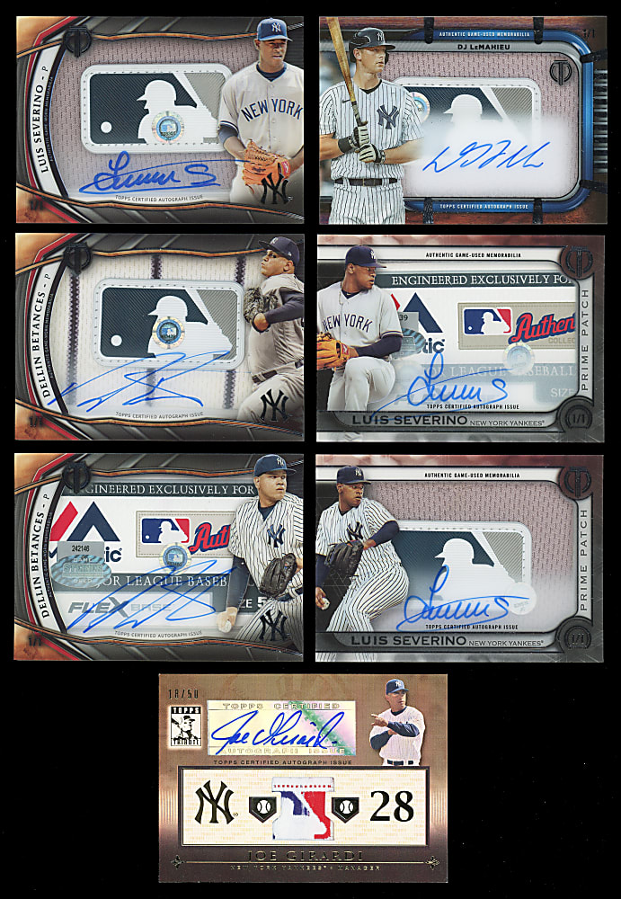 2010-2022 Topps Tribute New York Yankees Logomen & Wash Tag Signed Relic Cards (7) with (6) #1/1