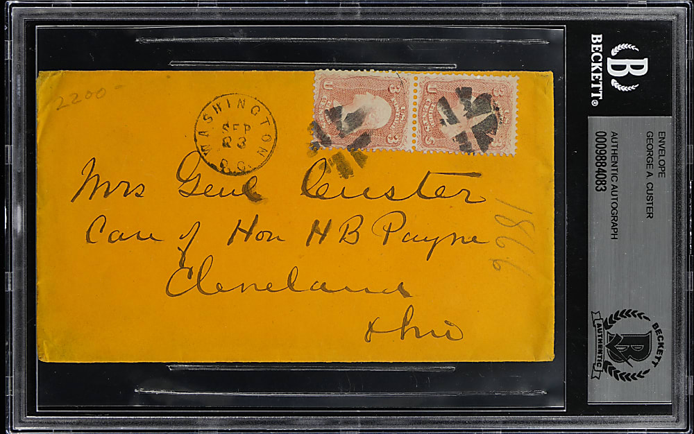 1860s General George A. Custer Signed Envelope - BAS Authentic Autograph