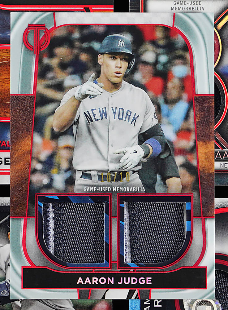 2019-2022 Topps Tribute Aaron Judge Game-Used Relic Inserts (10) with #1/1 Multi-Color Patch
