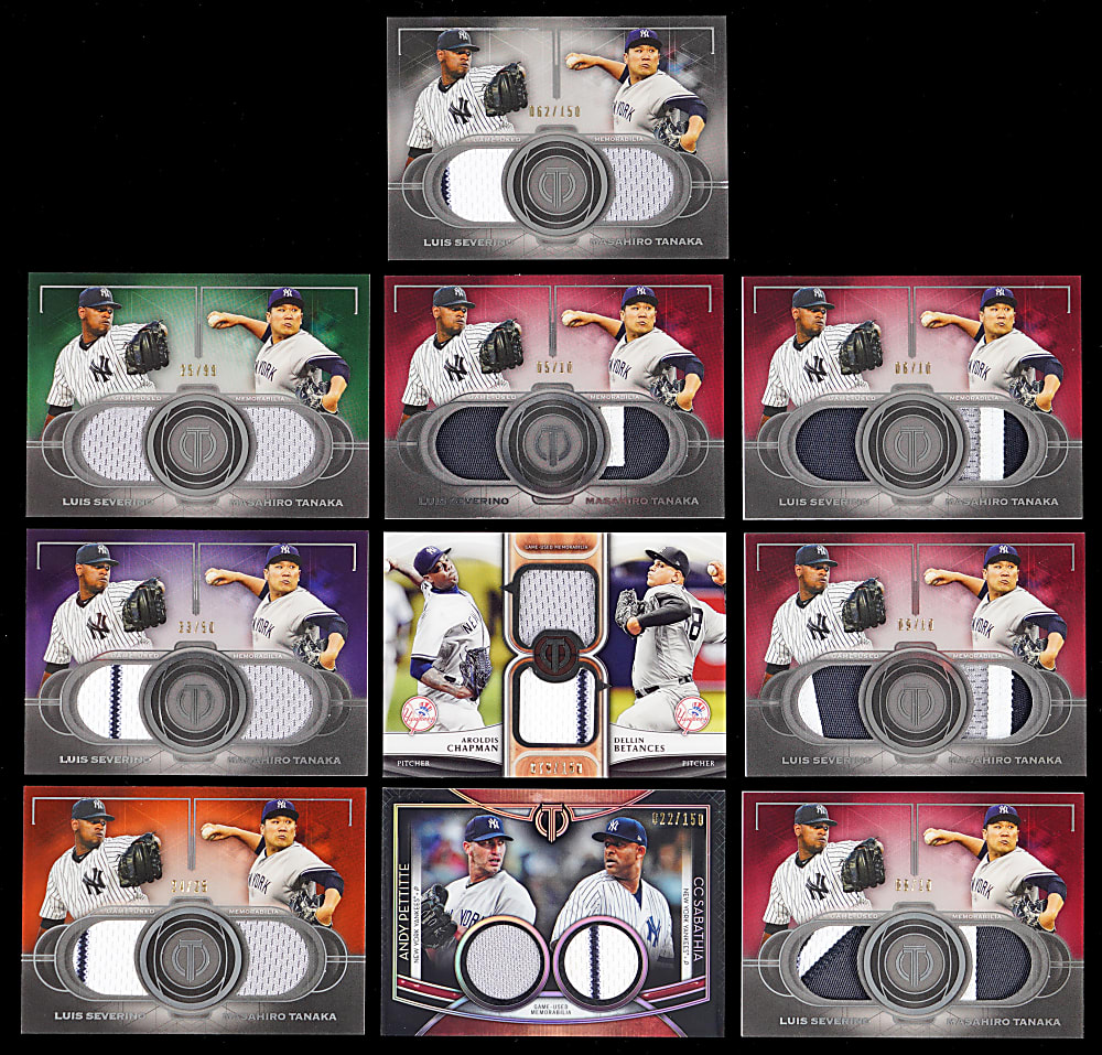 2018-2022 Topps Tribute New York Yankees Dual Relics (22) with Near Rainbows & #1/1